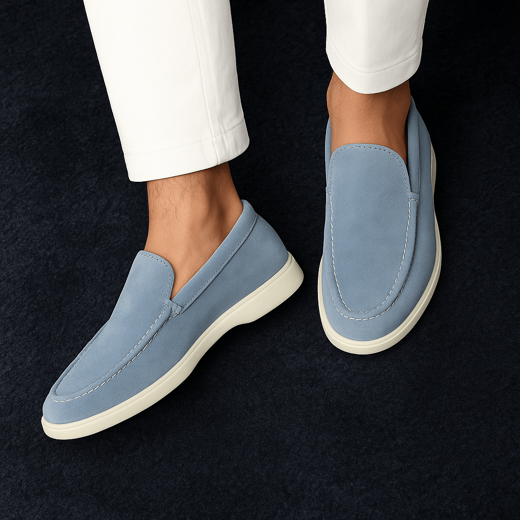 THE LIGHT BLUE SUEDE LOAFERS - Whitford Maison