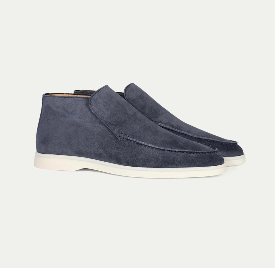 HIGH SUEDE LOAFERS NAVY BLUE - Whitford Maison