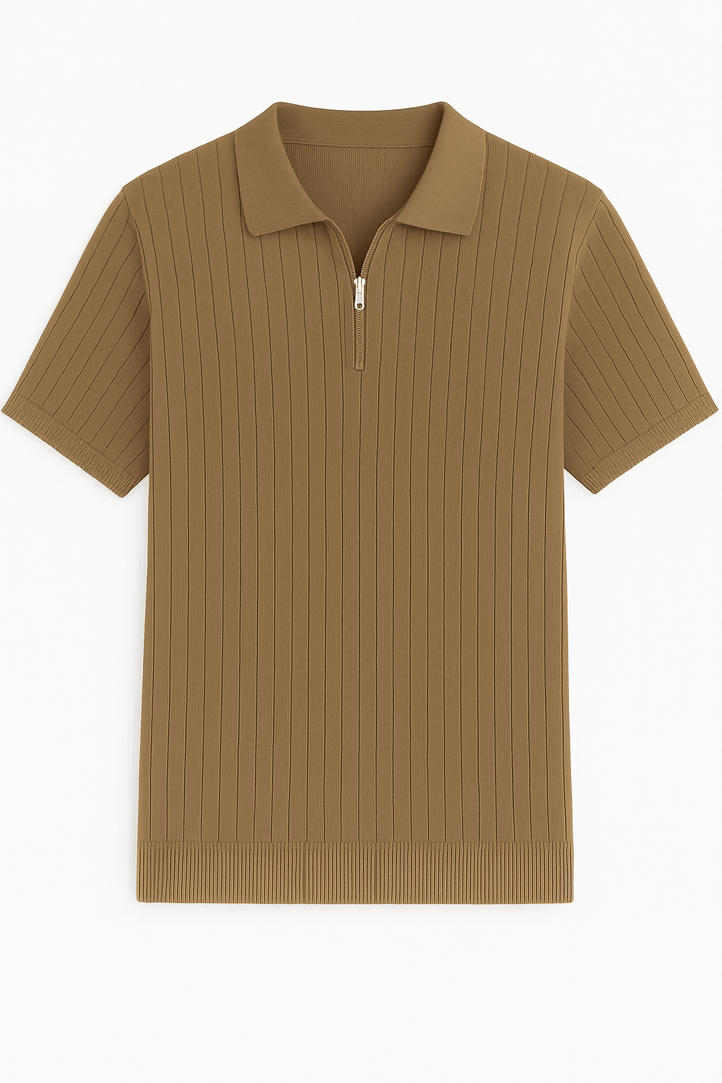 THE MODERN ZIP POLO – DARK BEIGE - Whitford Maison