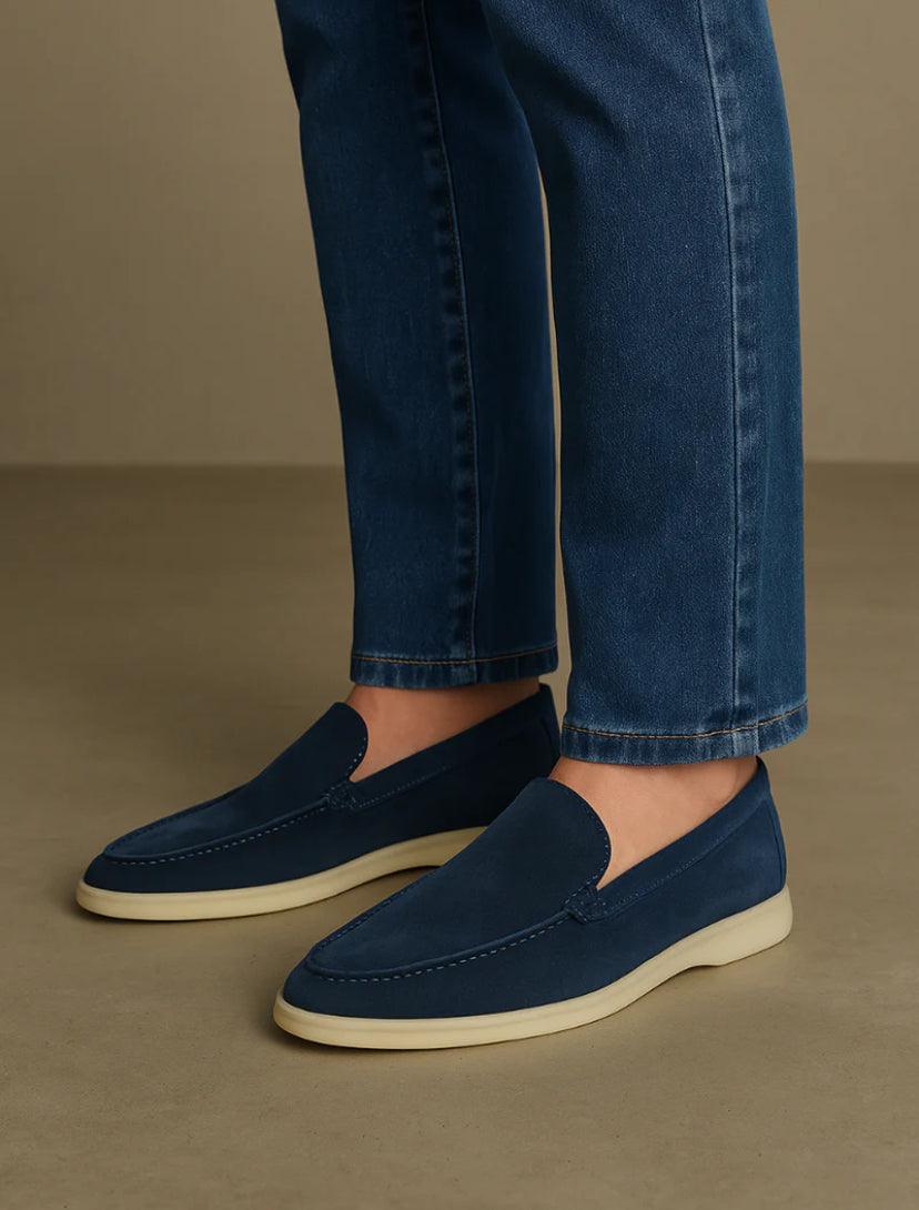 THE NAVY MARINE SUEDE LOAFERS - Whitford Maison