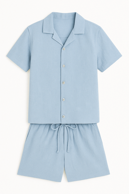 THE CLASSIC LIGHT BLUE LINEN SUMMER SET - Whitford Maison